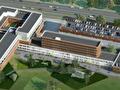 Luchtfoto van een nieuw ziekenhuiscomplex